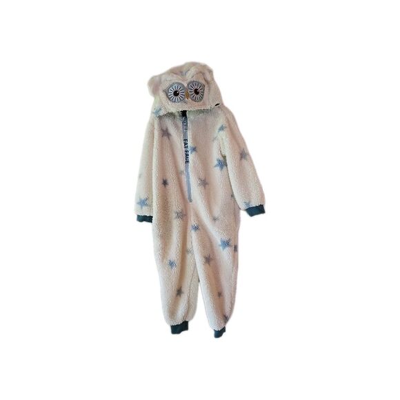 FatFace Girls 4/5 White & Blue Star Owl 1 Piece Outfit Kids Loungewear Costume - Picture 1 of 12